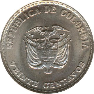 Kolumbien 20 Centavos 1965 Jorge Eliecer Gaitan*