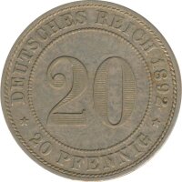 Deutsches Reich 20 Pfennig 1892 A*