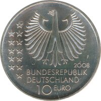 BRD 10 Euro 2008 F Max Planck Silber*
