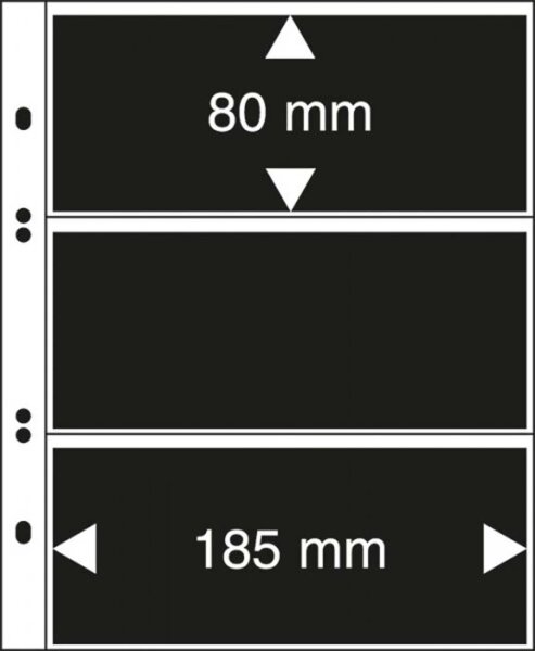 Lindner Multi Collect Bl&auml;tter mit 3 Taschen, in Schwarz, 10er-Pack