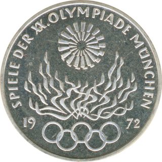 BRD 10 DM 1972 G Olympische Spiele J. 405 Silber PP*