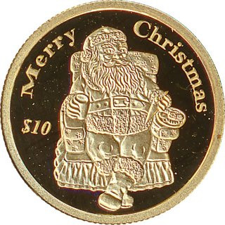 Liberia 10 Dollars 2005 PP Weihnachten Gold