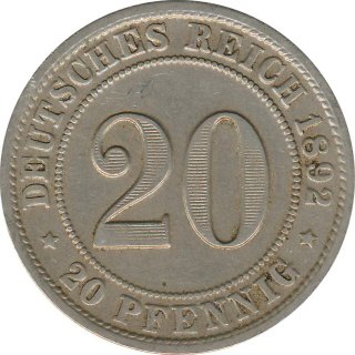 Deutsches Reich 20 Pfennig 1892 D*