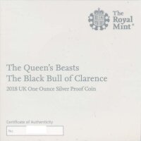 Gro&szlig;britannien 2018 - Queens Beasts - Bull of Clarence - 1 Oz Silber PP im Etui*
