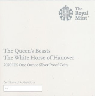 Großbritannien 2020 - Queens Beasts - White Horse of Hanover - 1 Oz Silber PP im Etui*