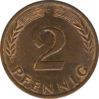 BRD 2 Pfennig 1965 D Eichenzweig J.381*
