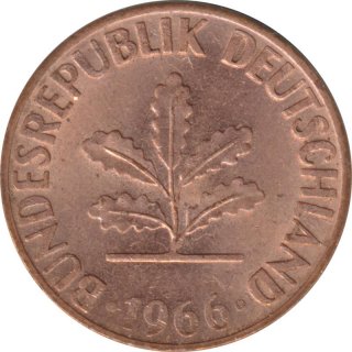 BRD 1 Pfennig 1966 D Eichenzweig J.380*