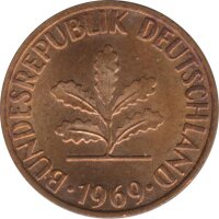 BRD 1 Pfennig 1969 F Eichenzweig J.380*