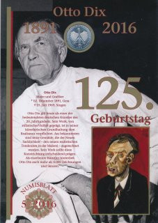 Deutschland 2016 - 20 Euro - 125. Geburtstag Otto Dix im Numisblatt*