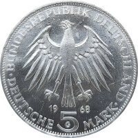 BRD 5 DM 1968 G Johannes Gutenberg Silber mit Schr&ouml;tlingsfehler*