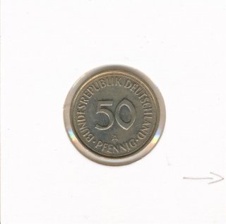 BRD 50 Pfennig 1990 A J.384a mit 300° Stempeldrehung*