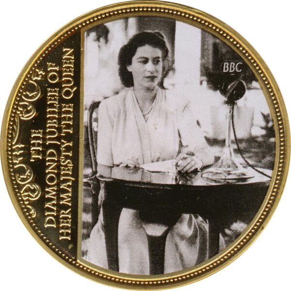 Medaille 2012 60. Regierungsjubil&auml;um Elizabeth II. in Farbe