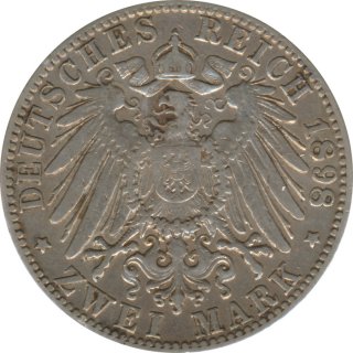Baden 2 Mark 1898 G Friedrich I Silber*