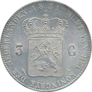 Niederlande 3 Gulden 1831 WillemSilber - Top-Qualität*