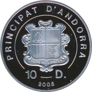 Andorra 10 Diners 2005 PP Wahl von Papst Benedikt XVI. Silber gilded*