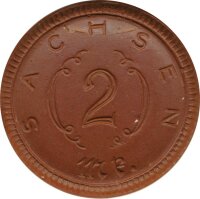 Sachsen 2 Mark 1921 aus  Meissener Steingut*