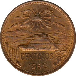 Mexiko 20 Centavos 1968 Teotihuacan*