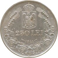 Rum&auml;nien 250 Lei 1941 Mihai I Silber*