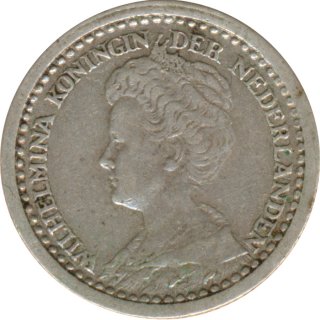 Niederlande 10 Cents 1919 Wilhelmina Silber*