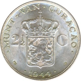 Curacao 2 1/2 Gulden 1944 D Wilhelmina Silber*