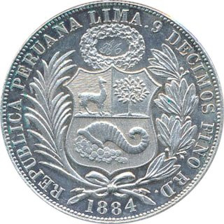 Peru 1 Sol 1884 Freiheitsgöttin*