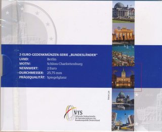 BRD 2 Euro 2018 A-J PP Schloss Charlottenburg im Folder der VfS*