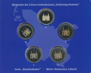BRD 2 Euro 2006 A-J PP Satz Holsten Tor im Folder der VfS*