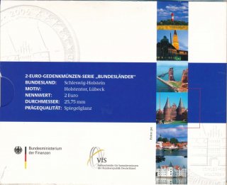 BRD 2 Euro 2006 A-J PP Satz Holsten Tor im Folder der VfS*