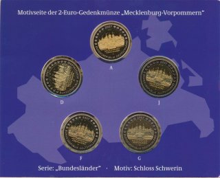 BRD 2 Euro 2007 A-J PP Satz Schweriner Schloss im Folder der VfS*
