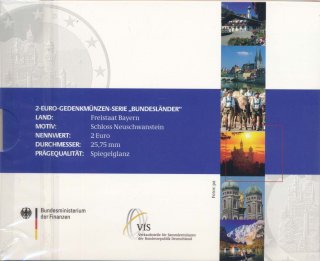 BRD 2 Euro 2012 A-J PP Satz Schloss Neuschwanstein im Folder der VfS*