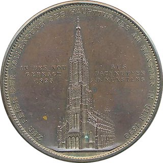 Ulm Medaille 1923  Ulmer Mnster - vergoldet