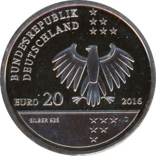 Deutschland 2016 - 20 Euro - 200. Geburtstag Ernst Litfaß PL*