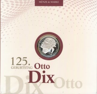 Deutschland 2016 - 20 Euro - 125. Geburtstag Otto Dix PL im Folder der Deutschen Post*