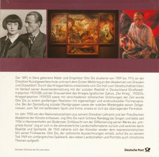 Deutschland 2016 - 20 Euro - 125. Geburtstag Otto Dix PL im Folder der Deutschen Post*