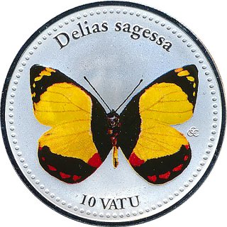 Vanuatu 10 Vatu Schmetterling Delias Sagessa*