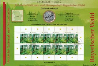 BRD 10 Euro 2005 D Bayerischer Wald im Numisblatt*
