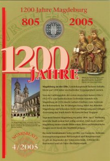 BRD 10 Euro 2005 A 1200 Jahre Magdeburg im Numisblatt*