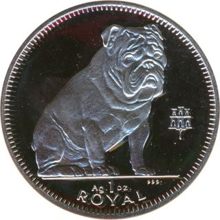 Gibraltar 1 Royal 1996 PP Des Menschen bester Freund - Bulldogge Silber im Etui*