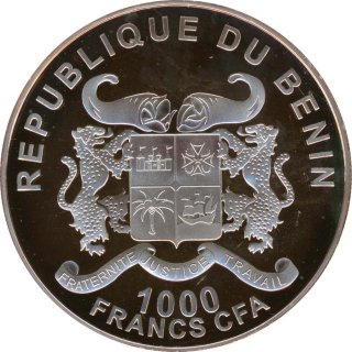 Benin 1.000 Francs 2015 Jahr der Ziege Eine Unze Silber im Etui*