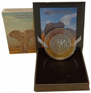 Benin 1.500 Francs 2015  Elefant Zwei Unzen Silber im Etui*