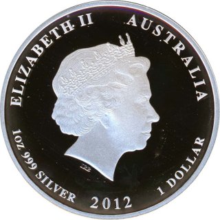 Australien Lunar 2 - 2012 Jahr des Drachen 1 Oz Silber PP Farbe*