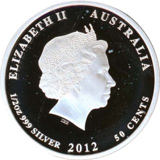 Australien Lunar 2 - 2012 Jahr des Drachen 1/2 Oz Silber PP Farbe*