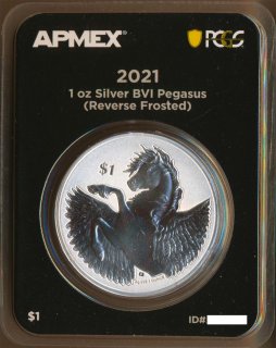 British Virgin Islands 2021 - Pegasus - 1 Oz Silber APMEX - PCGS*