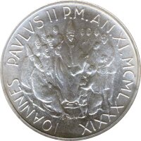 Vatikan 1000 Lire 1989 Papst unter Gl&auml;ubigen Silber*