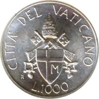 Vatikan 1000 Lire 1989 Papst unter Gl&auml;ubigen Silber*