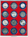 Lindner M�nzbox 2512 - eckig - Standard / rote Einlage