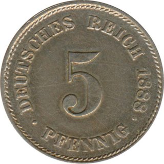 Deutsches Reich 5 Pfennig 1888 E*