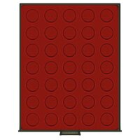 Lindner M&uuml;nzbox 2704 - rund - Rauchglas / dunkelrote Einlage