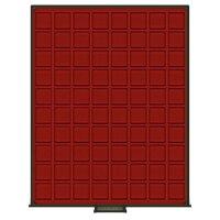 Lindner Münzbox 2780 - eckig - Rauchglas / dunkelrote Einlage