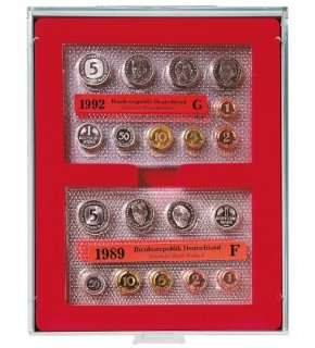 Lindner Sammelbox 2408 - 2 Fcher - Standard / rote Einlage
